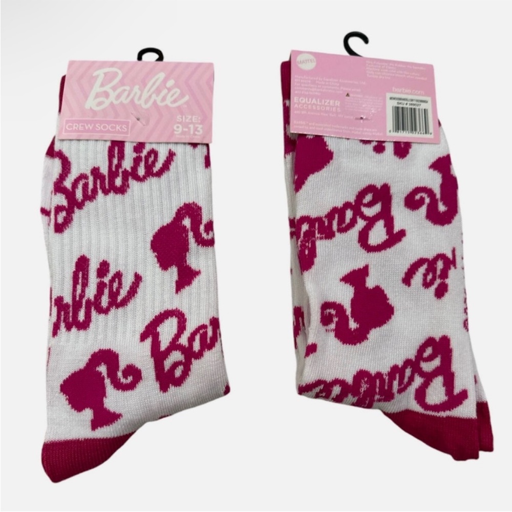 Barbie Crew Socks - Pink and White